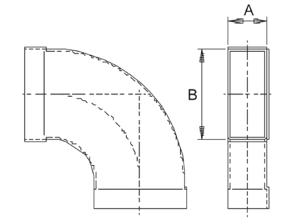 KB90LH/55/110 IM0010488.PNG Coude pour gaine rectangulaire 55/110, 90°, long, hori-
