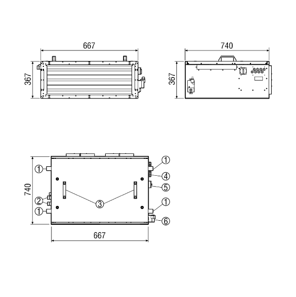 KFD 6030 IM0011044.PNG Boîte plate insonorisée pour air entrant avec ventilateur diagonal, volet de fermeture, filtre à air et réchauffeur d'air à eau, gaine de dimension 600 mm x 300 mm