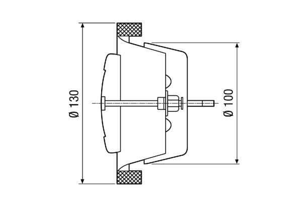TFA 10 IM0011441.PNG Talířový ventil pro odvod, plechový, bílý, DN100, pro větrání max. 30 m³/h, nutné příslušenství- vestavný rám EBR-D 10