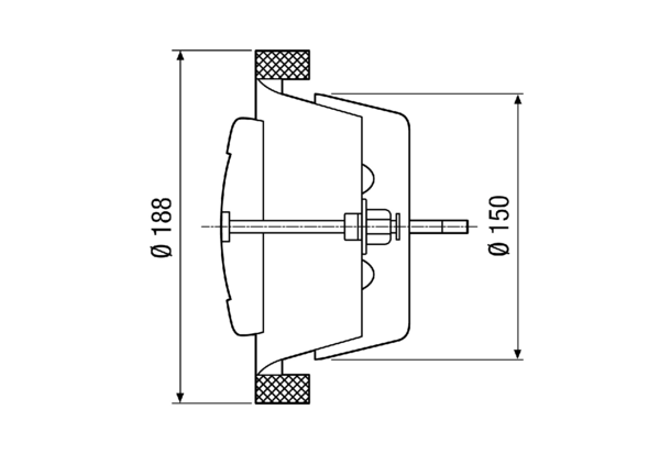 TFA 15 IM0011445.PNG Talířový ventil pro odvod, plechový, bílý, DN150, pro větrání max. 150 m³/h, nutné příslušenství- vestavný rám EBR-D 15