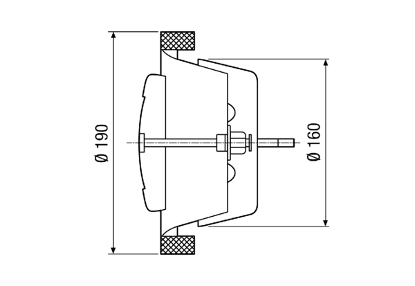 TFA 16 IM0011447.PNG Talířový ventil pro odvod, plechový, bílý, DN160, pro větrání max. 160 m³/h, nutné příslušenství- vestavný rám EBR-D 16