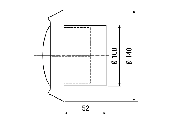TM-V2A 10 IM0011467.PNG Disk valve for supply and exhaust air, stainless steel, with mounting ring, DN 100 for domestic ventilation max. 30 m³/h