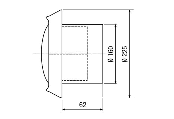 TM-V2A 16 IM0011471.PNG Zawór talerzowy ze stali szlachetnej do nawiewu i wyciągu powietrza, z pierścieniem montażowym, DN 160, do wentylacji mieszkań maks. 160 m³/h (Proszę uwzględnić straty ciśnienia i parametry akustyczne)