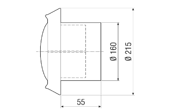 TM-V2A 16 IM0011471.PNG Disk valve for supply and exhaust air, stainless steel, with mounting ring, DN 160 for domestic ventilation max. 160 m³/h (Please note pressure losses and noise values)