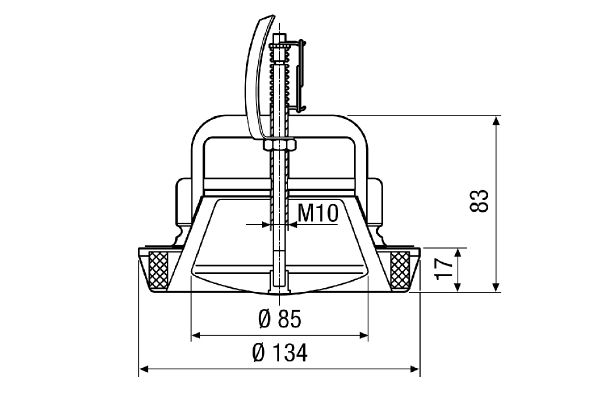 TB 10 IM0012027.PNG Bouche d'extraction-insufflation ignifugée, DN 100, blocage du dispositif de verrouillage par un dispositif fusible sans cadmium.