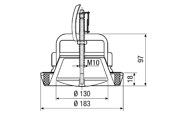 TB 15 IM0012032.PNG Bouche d'extraction-insufflation ignifugée, DN 150, blocage du dispositif de verrouillage par un dispositif fusible sans cadmium.