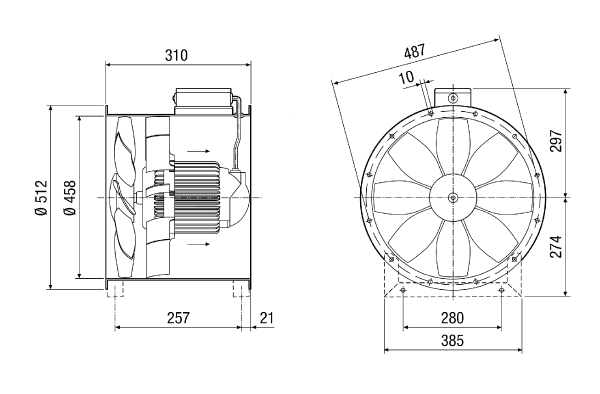 DZL 45/4 B IM0014288.PNG Ventilateur hélicoïde pour gaine ronde, DN 450, courant triphasé