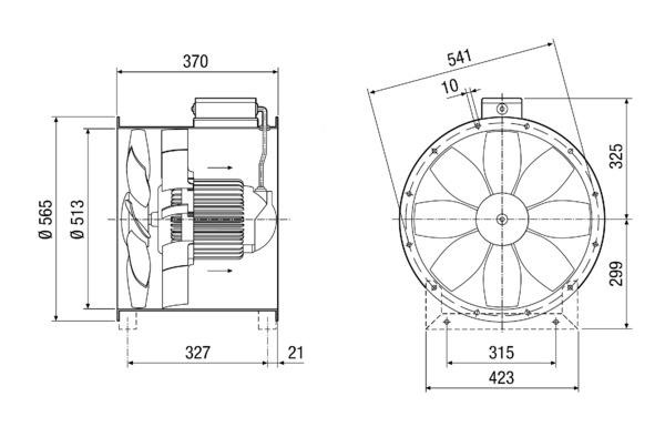 DZL 50/6 B IM0014290.PNG Axial duct fan, DN 500, three-phase AC