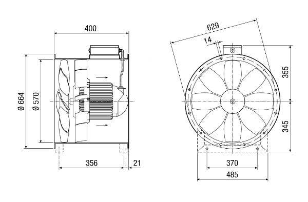 DZL 56/6 B IM0014292.PNG Ventilateur hélicoïde pour gaine ronde, DN 560, courant triphasé