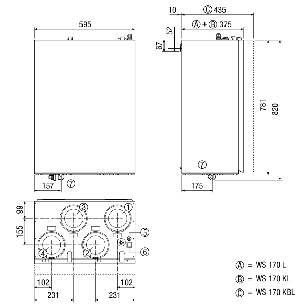 WS 170 KBL IM0014316.PNG Прибор централизованной вентиляции с очень эффективной рекуперацией тепла через перекрестный противоточный теплообменник, двигатели EC с регулированием для поддержания постоянного объемного расхода, линии приточного и вытяжного воздуха слева, 4 x DN 125, вкл. нагреватель для защиты от замораживания, байпас и пульт управления RLS 1 WR, мобильное управление с помощью приложения, сертификат DIBT и сертификат "пассивного дома", 40-160 м³/ч, 23-46 м³/ч в интервальном режиме, возможно подключение к KNX и EnOcean, для присоединения спирально-навивных труб (заказываются в качестве принадлежностей) необходимо 4 вставных соединителя SVR 125 или отвод 90° В90-125