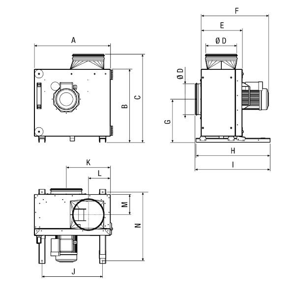 EKR 40-2 IM0014807.PNG Caisson d'air sortant insonorisé, DN 400, courant alternatif