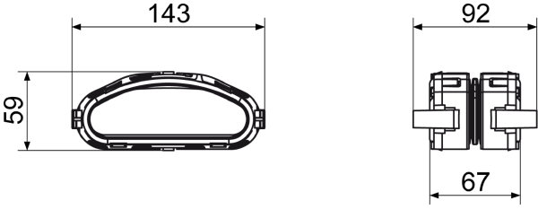 FFS-VS IM0015084.PNG Összekötő darabok pl. 2 csatornaív összekötésére, szélesség x magasság x mélység: kb. 143 x 59 x 92 mm, CSE 5 db