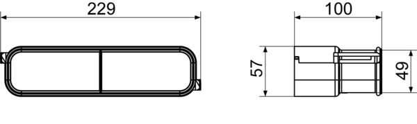 FFS-V IM0015088.PNG Przedłużenie do wykonania przyłącza głównego rozdzielacza powietrza do pionu wentylacyjnego, szerokość x wysokość x głębokość: ok. 229 x 57 x 100 mm, zakres dostawy: 4 przedłużenia do rozdzielaczy powietrza, 4 pierścienie uszczelniające; można zamontować maksymalnie 4 dodatkowe przedłużenia na jeden rozdzielacz powietrza