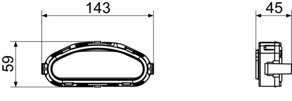 FFS-RA IM0015096.PNG Адаптер крепления труб для соединения гибкой плоской трубы с распределителем, коленами и т.д. (фиксация по щелчку), ширина x высота x глубина: прибл. 143 x 59 x 45 мм, в упаковке 5 шт.