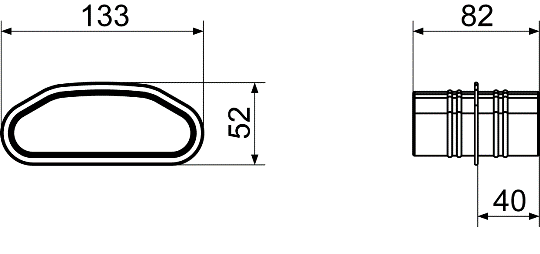 FFS-M IM0015100.PNG Hüvely rugalmas laposcső összekötésére FFS-R52, szélesség x magasság x mélység: kb. 133 x 52 x 82 mm, CSE 5 db