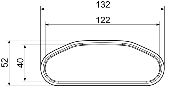 FFS-R52 IM0015123.PNG Fleksibilna ovalna ravna cijev od plastike s unutrašnjom cijevi, maks. volumen zraka 45 m³/h, širina x visina: oko 132 x 52 mm, dužina 20 m