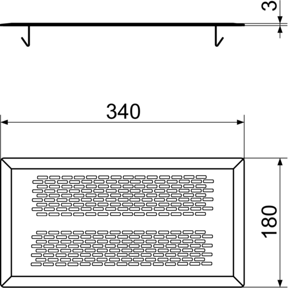 FFS-FGE IM0015305.PNG Pochůzná standardní podlahová mřížka vhodná pro podlahovou výústku FFS-BA, podlahová mřížka z kartáčované nerezi disponuje moderním designem s pravoúhlými otvory, upevnění se provádí pomocí pérových svorek, které jsou pevně nasazeny pod podlahovou mřížkou, šířka x výška x hloubka: cca. 340 x 180 x 3 mm, obsah dodávky: 1 podlahová mřížka , 1 těsnící pásek