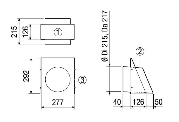 KW-FL 20E IM0015583.PNG Outgoing air wall supports, DN 200, colour brushed stainless steel