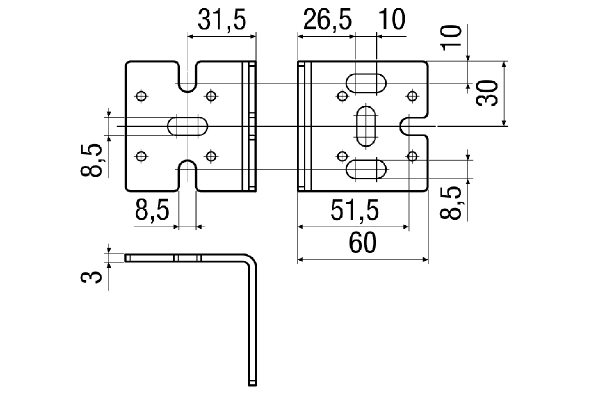 WS-BWU 160 IM0016978.PNG Támasztó szögvas a WS 120 Trio, WS 160 Flat és WS 300 Flat központi szellőztető készülékek falra és mennyezetre történő szereléséhez