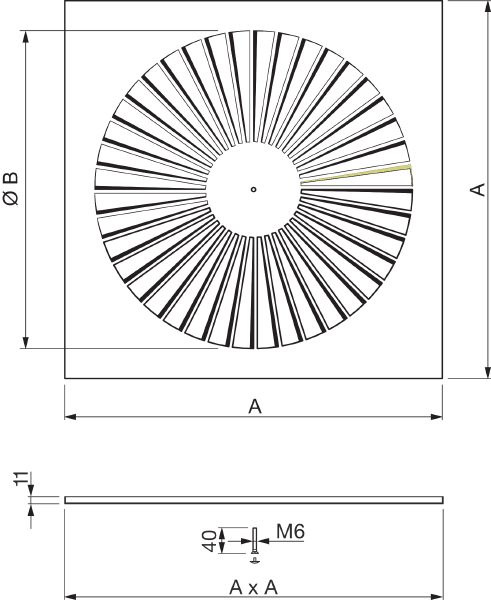 WS 400 394 IM0017057.PNG Diffuseur à jet hélicoïdal pour air entrant et air sortant, WS 400 394 adapté à la boîte à bornes WP101S-125-394 (N° de réf. 0044.0425)