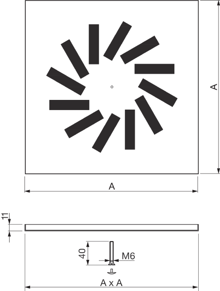 WT 120 394 IM0017063.PNG Diffuseur à jet hélicoïdal pour air entrant et air sortant, WT 120 394 adapté à la boîte à bornes WP 101S 125 394 (N° de réf. 0044.0425)