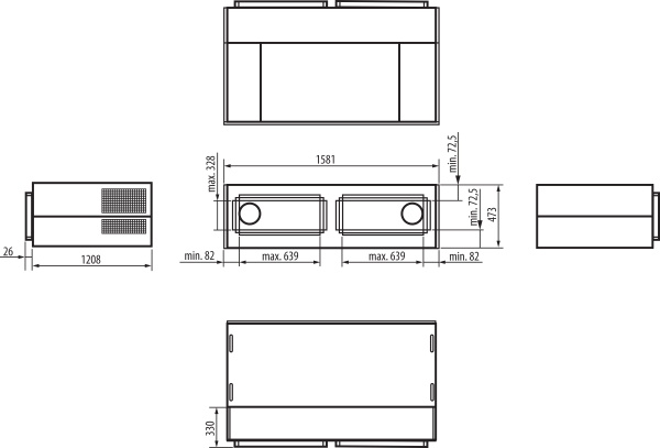 AKU GVX600H IM0018000.PNG Boîte à bornes pour montage des appareils geniovent.x 600 H dans une façade de fenêtres