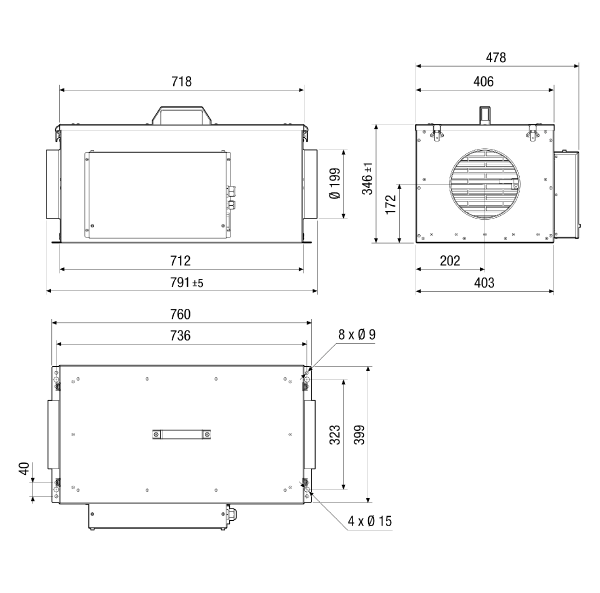 ECR 20 EC IM0018088.PNG Compact supply air device with integrated electrical air heater, EC motor, filter and controller, DN 200␍