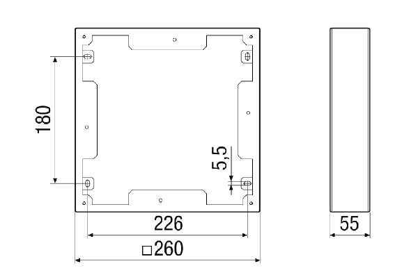 PPB 30 ARE IM0018228.PNG Ausgleichsrahmen aus Edelstahl (V4A), Farbe Edelstahl gebürstet als optionales Zubehör für die Außenabdeckungen PPB30 AK/AE/AW/AS und PP45 AK/AE/AW/AS