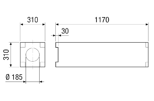 PP 45 DFK IM0018338.PNG Heat-insulated roof outlet duct as accessory for PP 45 K, PP 45 O, PP 45 RC, PPB 30 K and PPB 30 O final assembly kit, when mounting in pitched roofs