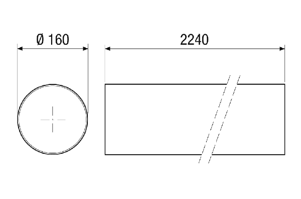 PP 45 DFHL IM0018340.PNG Roof outlet sleeve as an accessory for PP 45 K, PP 45 O, PP 45 RC, PPB 30 K and PPB 30 O final assembly kit, length: 2240 mm, scope of delivery: 1 x shell sleeve, 1 x mounting material