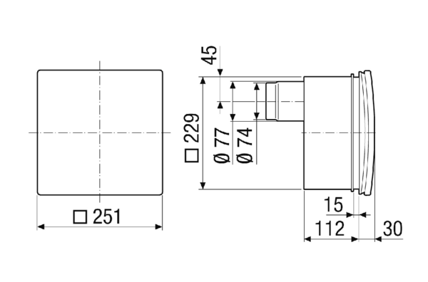ER 60 EVZ IM0018435.PNG Element ventilatora s poklopcem i filtrom za ugradnju u podžbukno kućište ER-UP/GH, volumen zraka 61 m³/h, sa sklopkom vremenske odgode