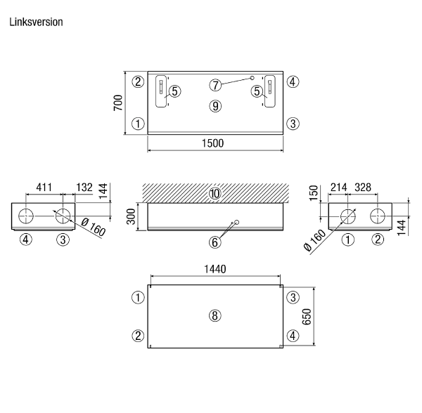 WS 300 Flat KBL IM0018579.PNG Высокоэффективные приборы централизованной вентиляции с вентиляторами EC, регулированием для поддержания постоянного объемного расхода, калорифером предварительного нагрева, байпасом и двумя энтальпийными теплообменниками, линиями приточного и вытяжного воздуха слева, объемный расход 80—300 м³/ч, диаметр присоединения 4 x DN 160; для присоединения спирально-навивных труб требуется 4 вставных соединителя SVR 160, вкл. пульт управления RLS 1 WR, приложение MAICO для мобильного управления прибором, отчеты в реальном времени через ПРИЛОЖЕНИИ, разрешение DIBT, возможно подключение к KNX, Modbus, Loxone и EnOcean