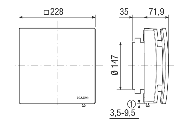 AE 15/1 IM0019343.PNG Electrical internal shutter, plastic, DN 150, traffic white