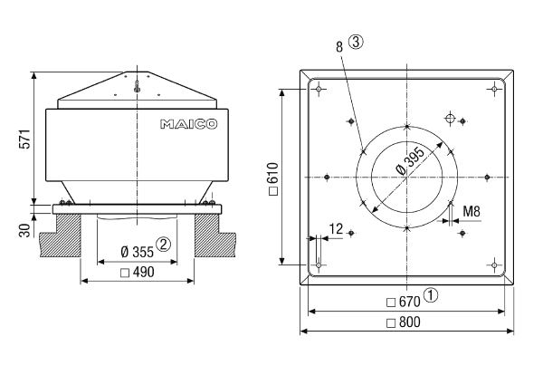 MDR 35 EC IM0019348.PNG Odśrodkowy wentylator dachowy z silnikiem EC, DN 350