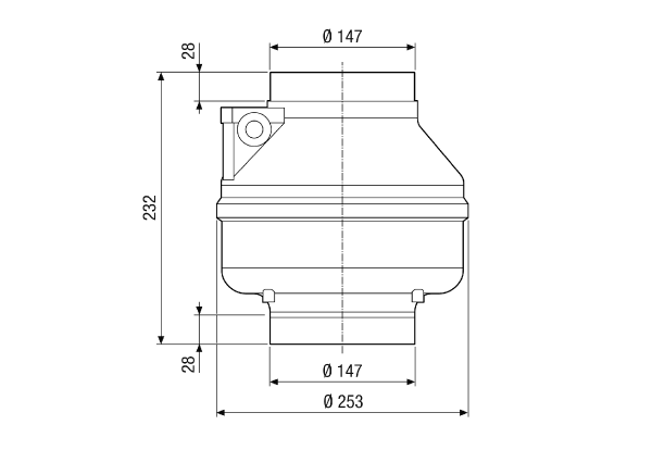 RAS 15 IM0019447.PNG Odśrodkowy wentylator kanałowy, DN 150, prąd przemienny