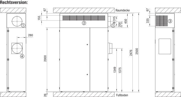 TB GVX600/900S R IM0019847.PNG Caisson « topbox » standard pour geniovent.x 600 / 900 S BR (variantes de parapet avec raccord latéral d'air extérieur vers la droite). Le caisson « topbox » standard-R pour geniovent.x 600 / 900 n'est utilisable qu'en combinaison avec l'appareil de ventilation compact geniovent.x 600 / 900 S BR !