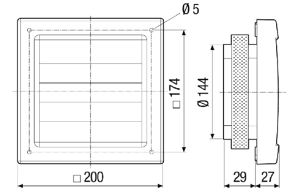 AP 150/1 IM0020171.PNG Airstream-operated shutter made of plastic for air extraction, DN 150, white