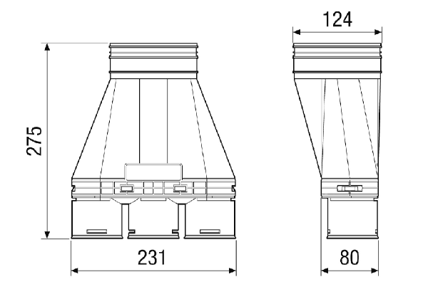 MA-AD3-63 IM0020200.PNG Adaptateur en plastique pour 3 x gaine flexible DN 63, conduit d'amenée DN 125, résistant à la pression pour le bétonnage dans le plancher filigrane