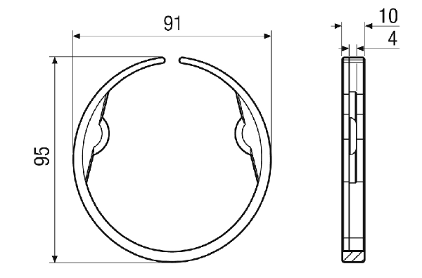 MA-KL90 IM0020327.PNG DN90 clamps made of plastic for fixing DN90 flexible ducts in other MAICOAIR DN90 system components, SU 10 pieces.