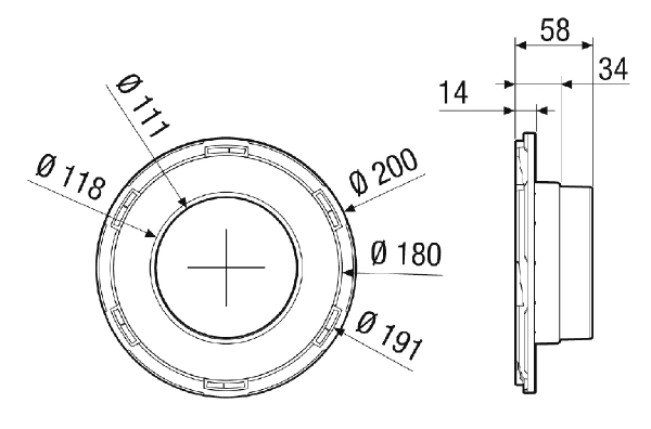 MA-AÜ125 IM0020348.PNG Raccord de transition DN 125 en plastique pour diffuseur d'air plat / diffuseur plat double.