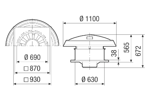 KIT DAD 63 IM0020797.PNG Umbausatz für Axial-Ventilatoren zur Verwendung als Dachventilator, DN 630