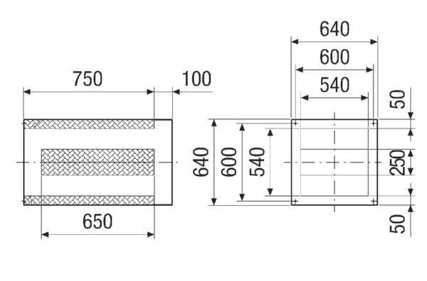 SDI 40-45 IM0020961.PNG Hangcsillapító lábazat tetőventilátorok szívó oldali zajcsökkentéséhez, DN 400-450