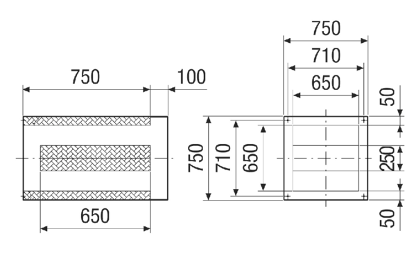 SDI 50-56 IM0020962.PNG Postolje s prigušivačem za smanjenje glasnoće na ulaznoj strani krovnih ventilatora, DN 500-560