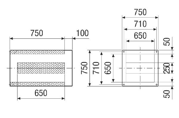 SDI 50-56 IM0020962.PNG Cokołowy tłumik akustyczny montowany po stronie ssawnej wentylatorów dachowych, DN 500 – 560