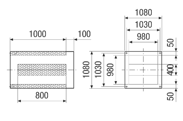 SDI 80-90 IM0020964.PNG Postolje s prigušivačem za smanjenje glasnoće na ulaznoj strani krovnih ventilatora, DN 800-900