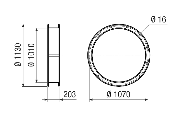 ELI 100 IM0020989.PNG Flexible coupling for sound- and vibration-damped installation, DN 1000
