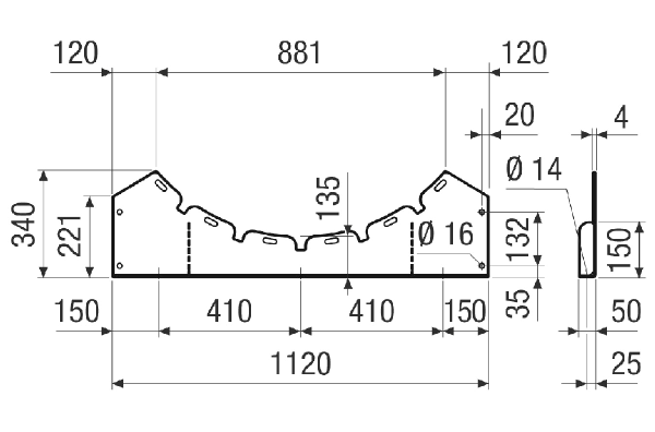 FUI 112 IM0021145.PNG Pieds de fixation pour le montage des ventilateurs DAR / DAR Ex aux murs, aux plafonds ou sur des consoles, DN 1120