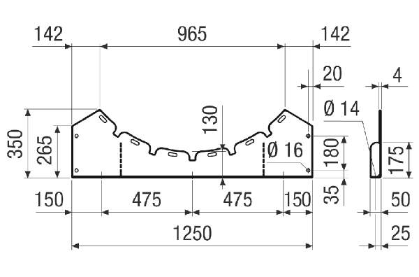 FUI 125 IM0021146.PNG Mounting feet for the installation of DAR/DAR Ex fans on walls, ceilings or brackets, DN 1250