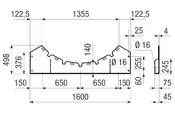 FUI v 160 IM0021148.PNG Mounting feet for the installation of DAR/DAR Ex fans on walls, ceilings or brackets, galvanised, DN 1600