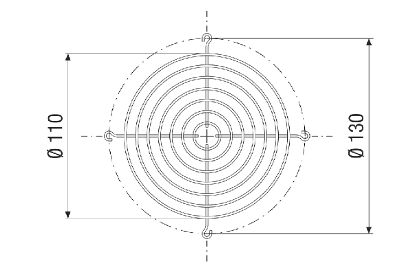 SGEI 10 IM0021155.PNG Okrugla rešetka za zaštitu od usisa, čelik, siva, DN 100